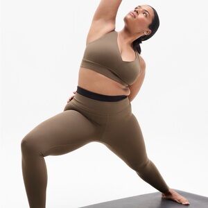 Athleta Ultra High Rise Double Up Leggings, Clay/Black, size M